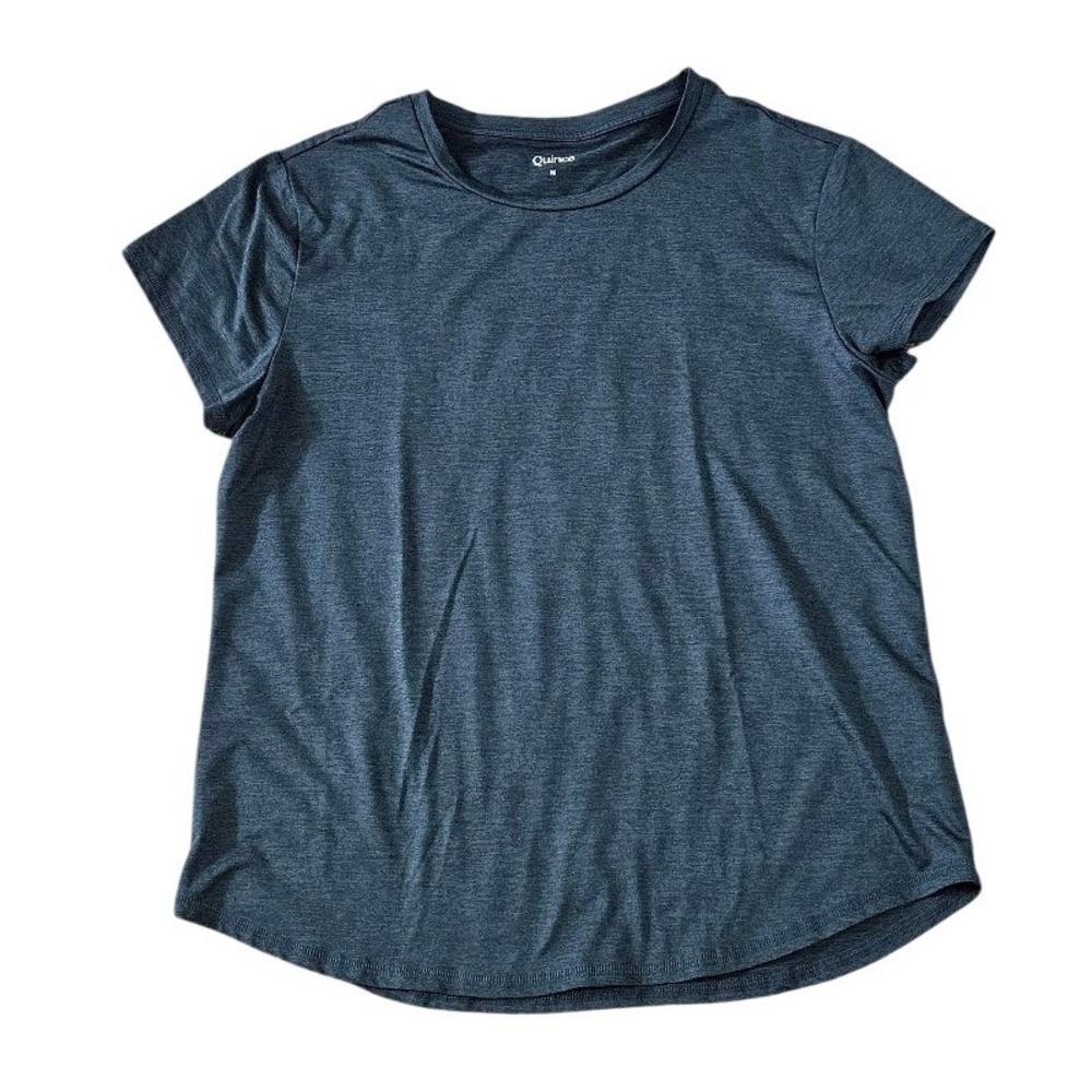 Quince T-Shirt Women Medium Blue Gray Short Sleeve Crew Neck Basic
